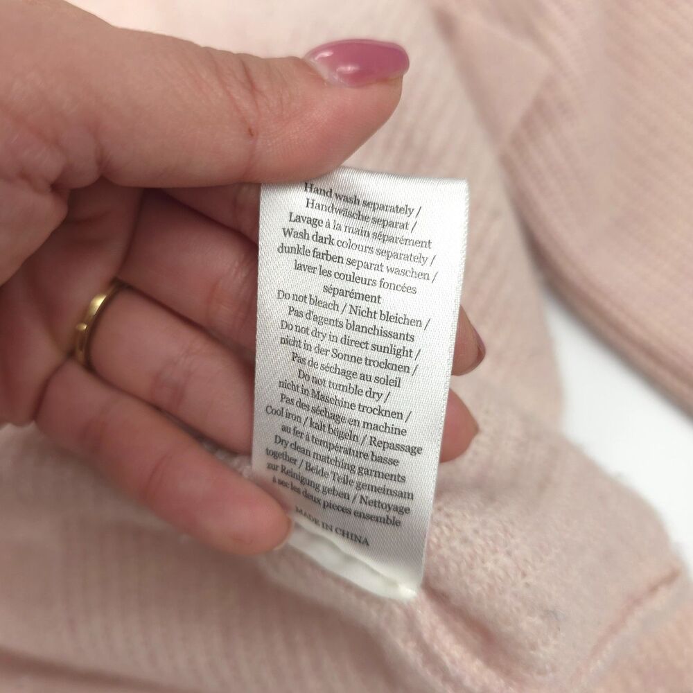 WRAP London 100% Cashmere V-Neck Tunic Sweater Blush Minimal Quiet Luxury Preppy - Picture 8 of 8